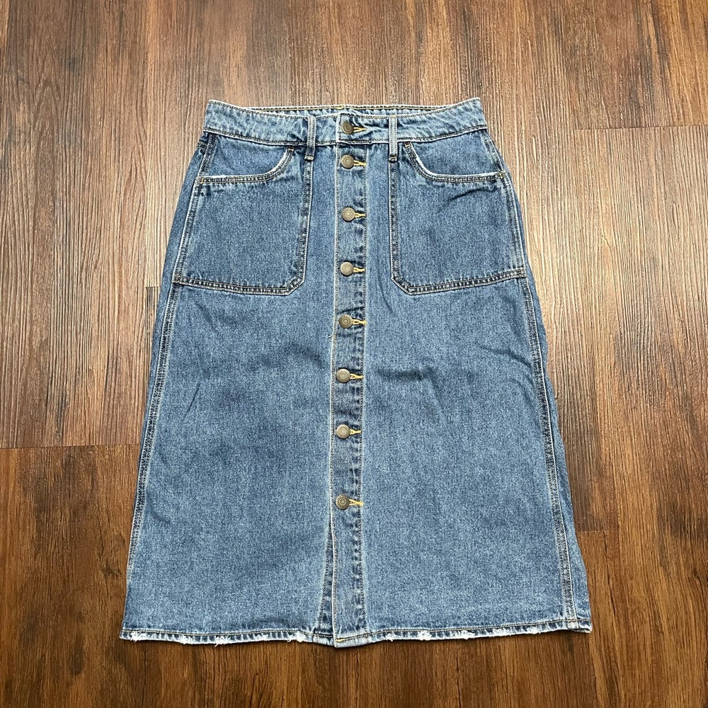 Old Navy Denim Button-Front A Line Midi Skirt